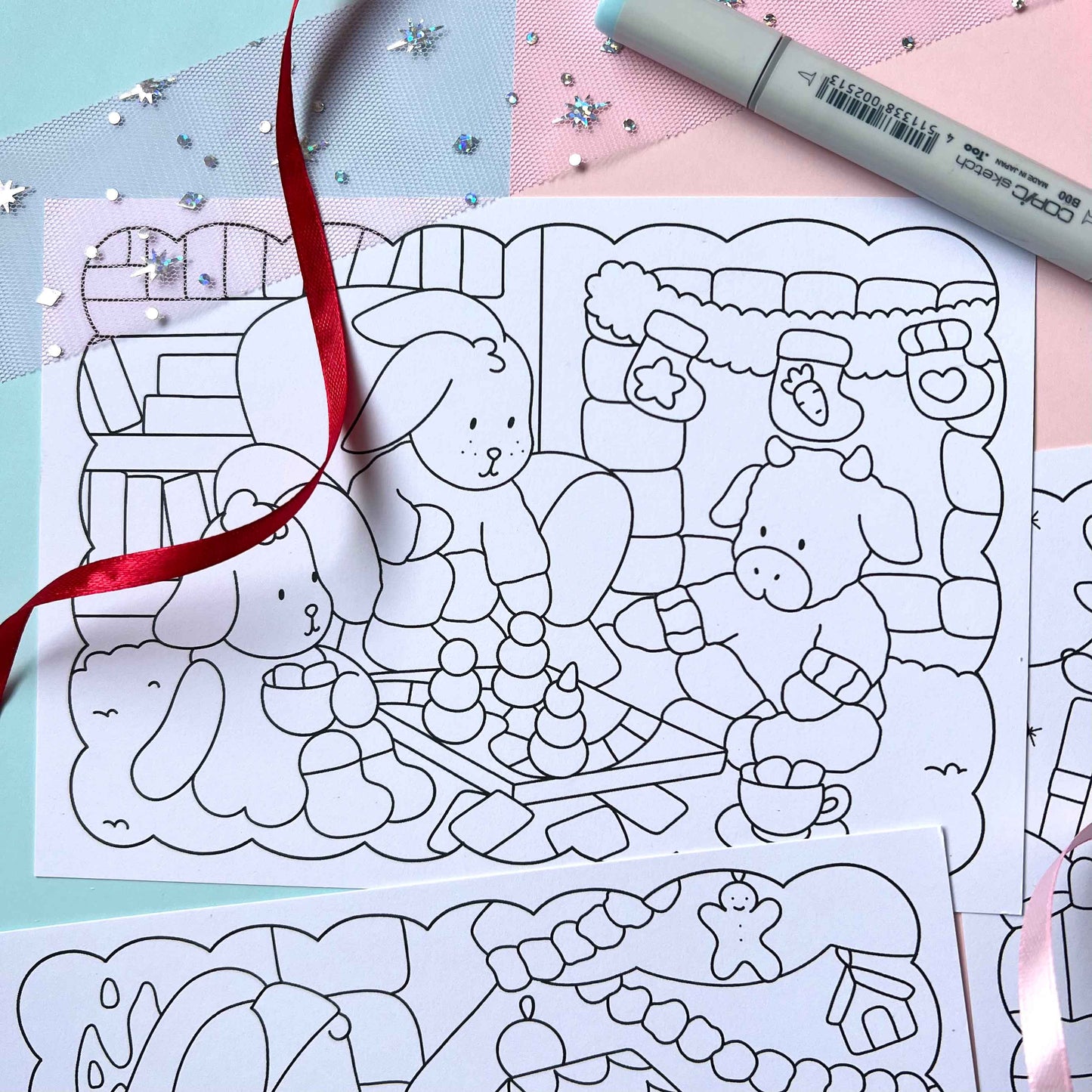 Amigos Canarios winter colouring pages set of 4