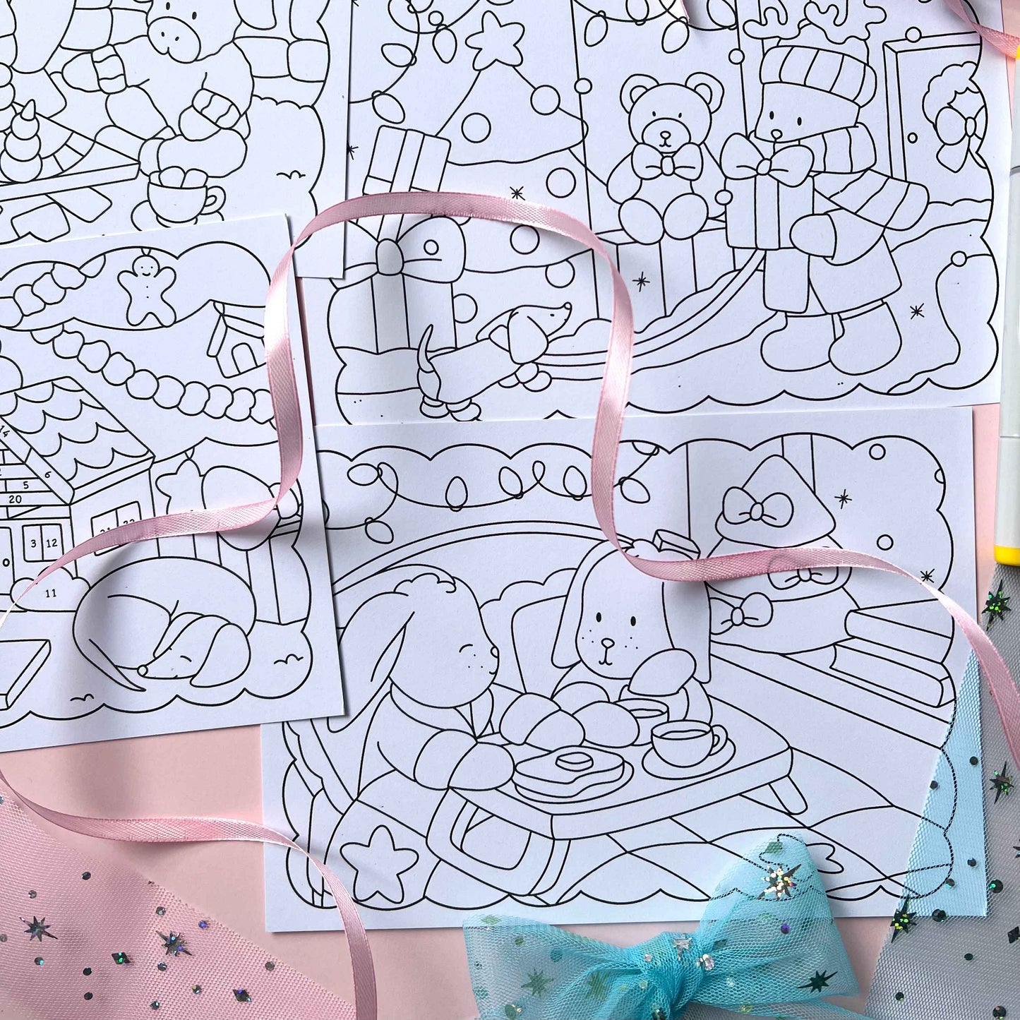 Amigos Canarios winter coloring pages set