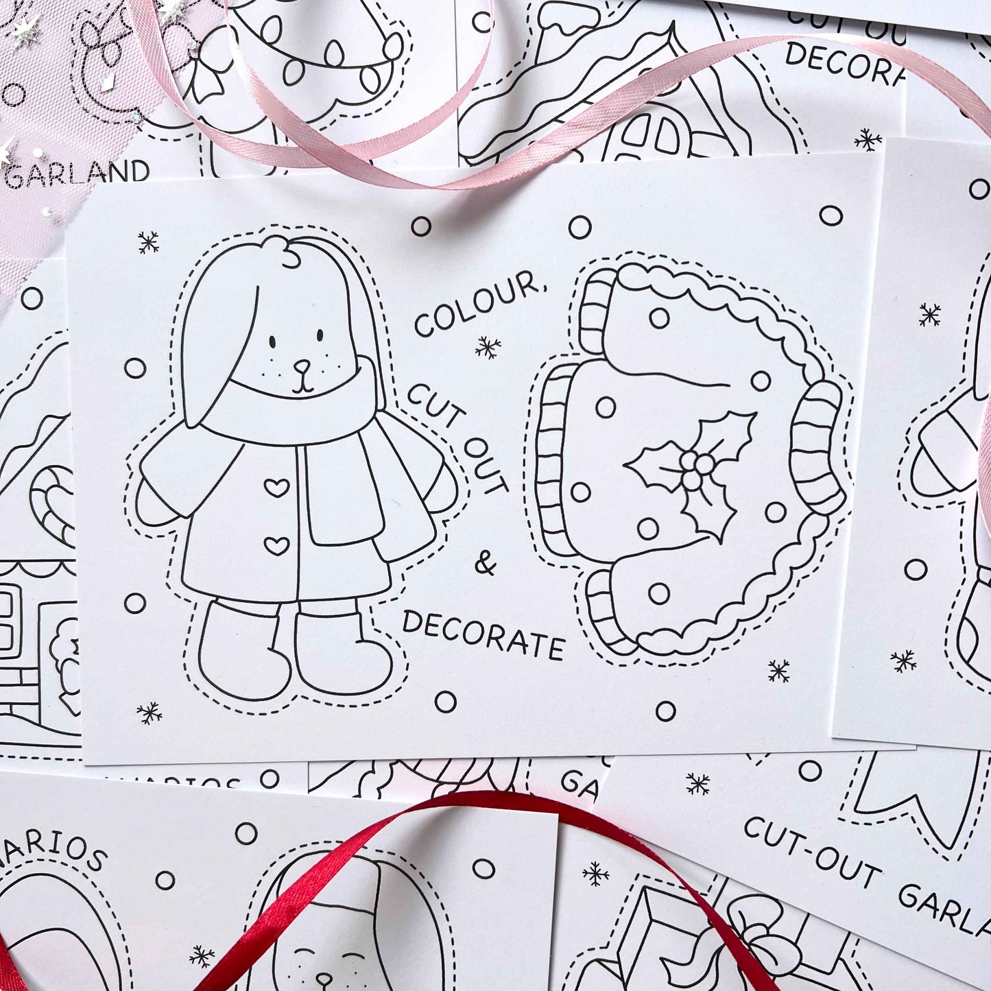 Amigos Canarios winter cut out garland pages