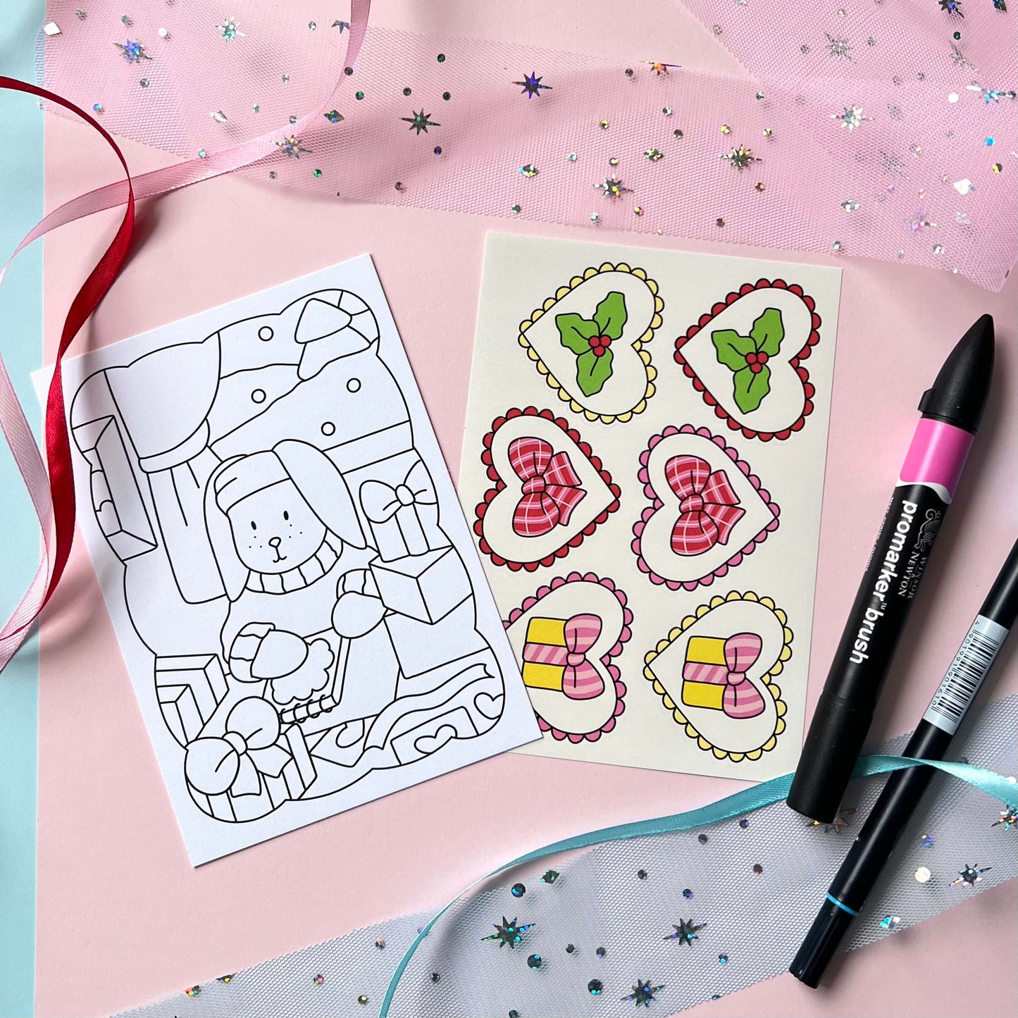 Amigos Canarios cute and easy christmas coloring book freebies