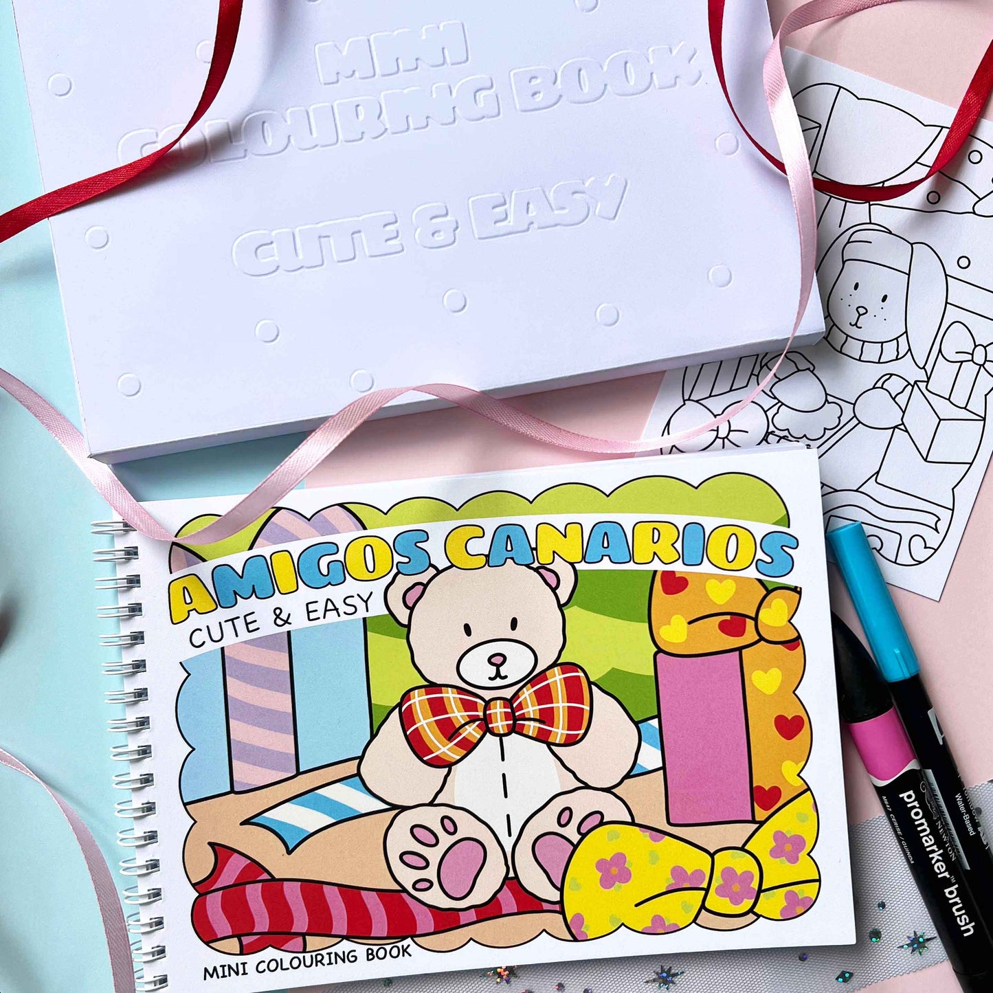 Amigos Canarios cute and easy bold christmas coloring book package
