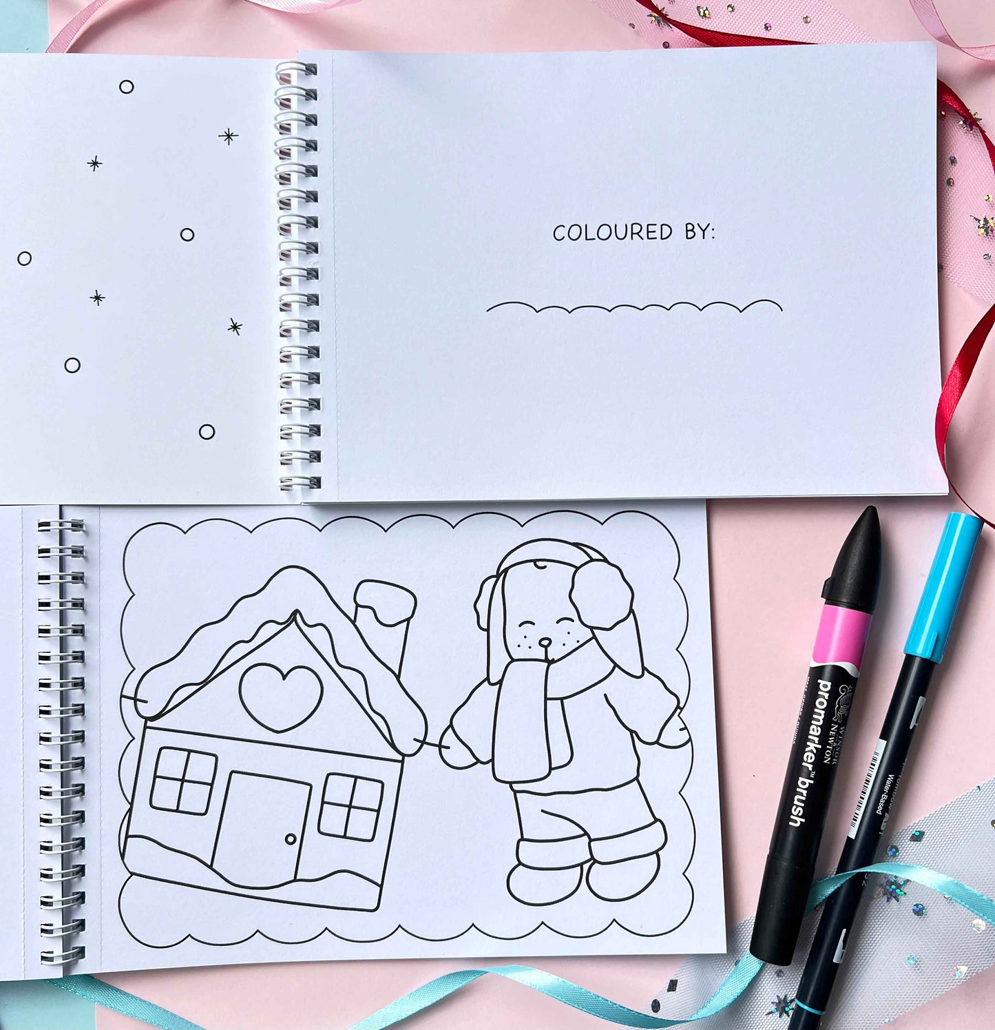Amigos Canarios cute and easy bold christmas coloring book pages