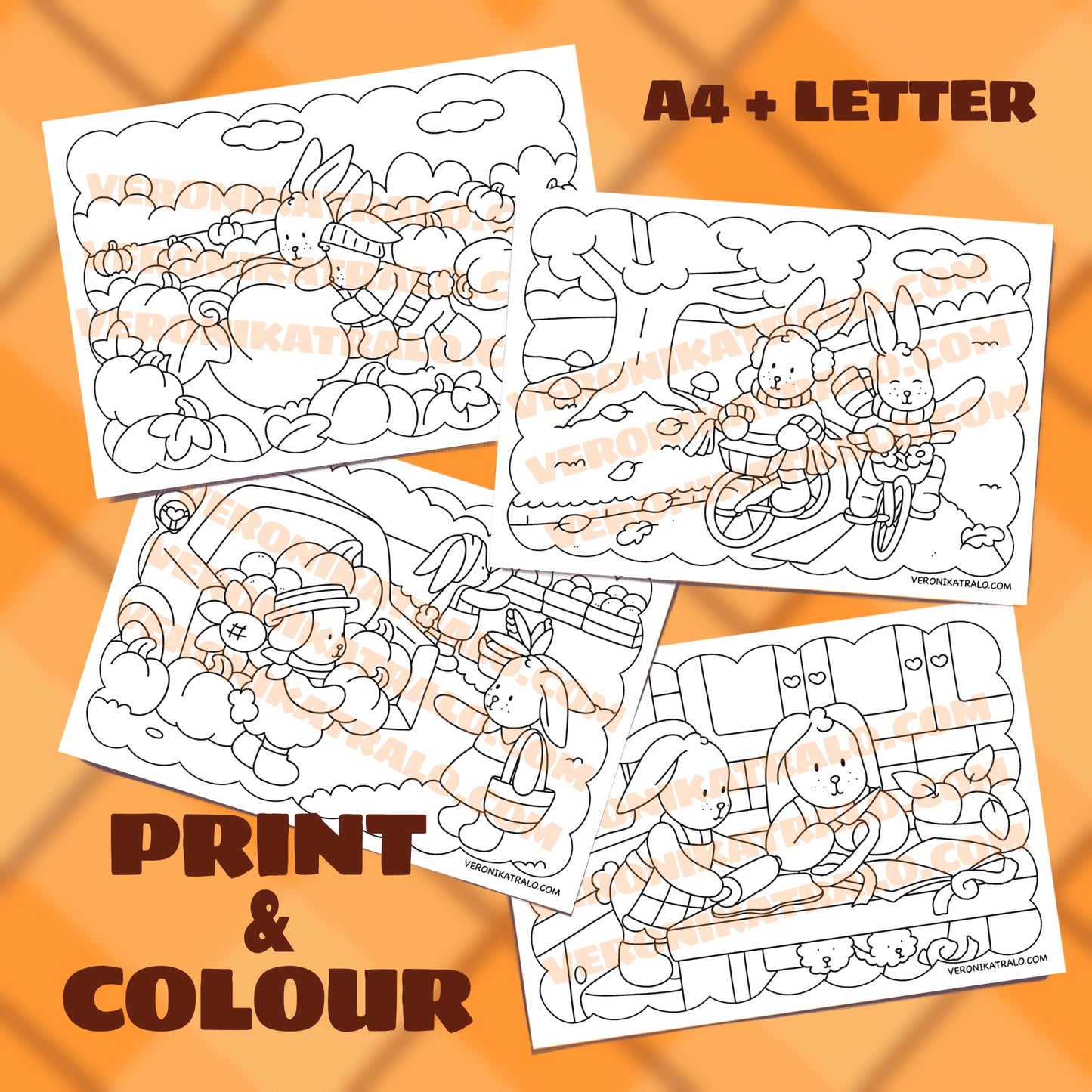 Fall Amigos Canarios Colouring pages | Digital Download | A4 + LETTER | Set of 4