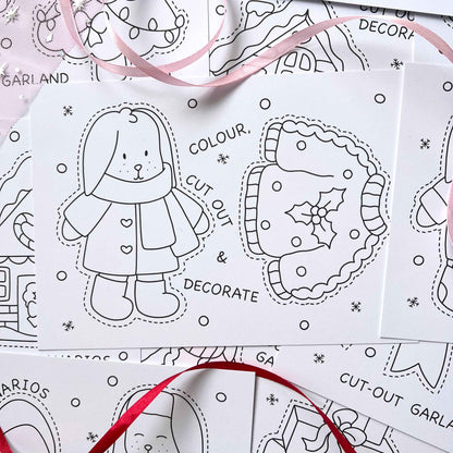 Amigos Canarios winter cut out garland pages
