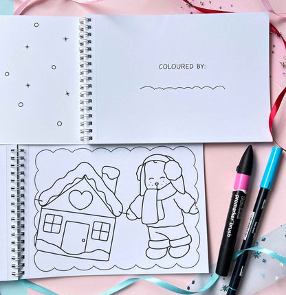 Amigos Canarios cute and easy bold christmas coloring book pages