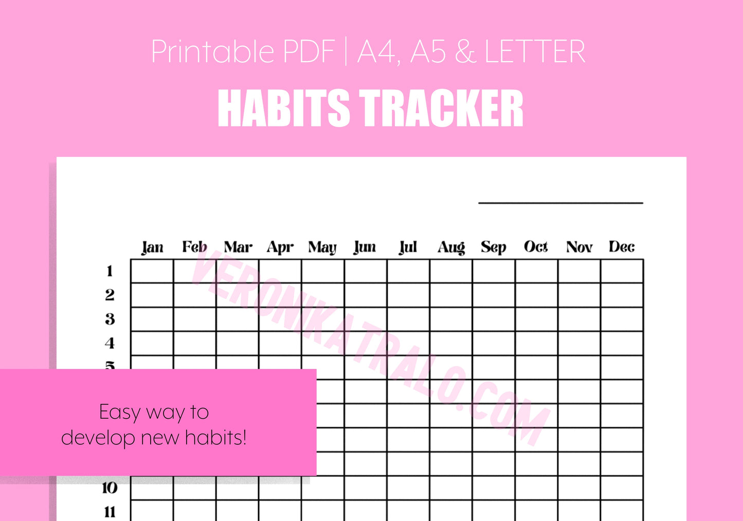Printable Habits Tracker | A4, A5 & LETTER