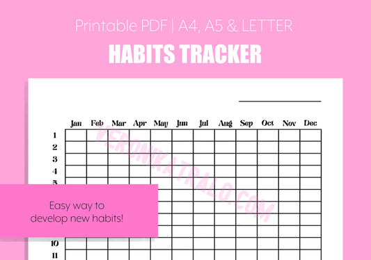Printable Habits Tracker | A4, A5 & LETTER
