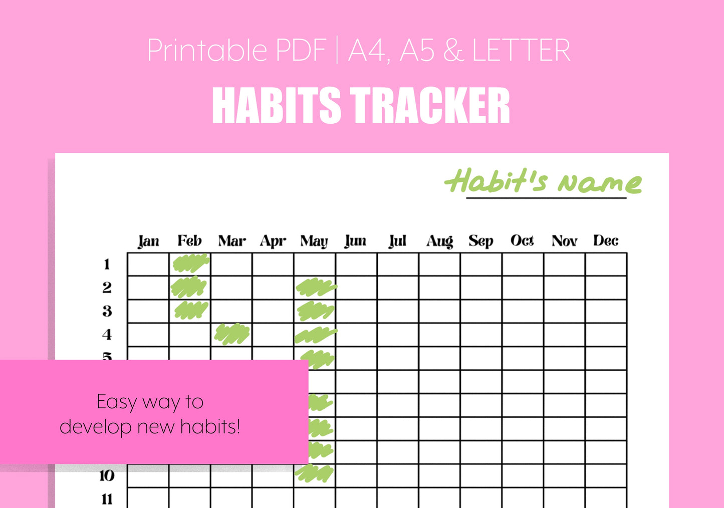 Printable Habits Tracker | A4, A5 & LETTER