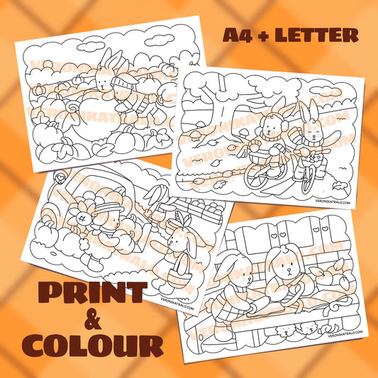 Fall Amigos Canarios Colouring pages | Digital Download | A4 + LETTER | Set of 4