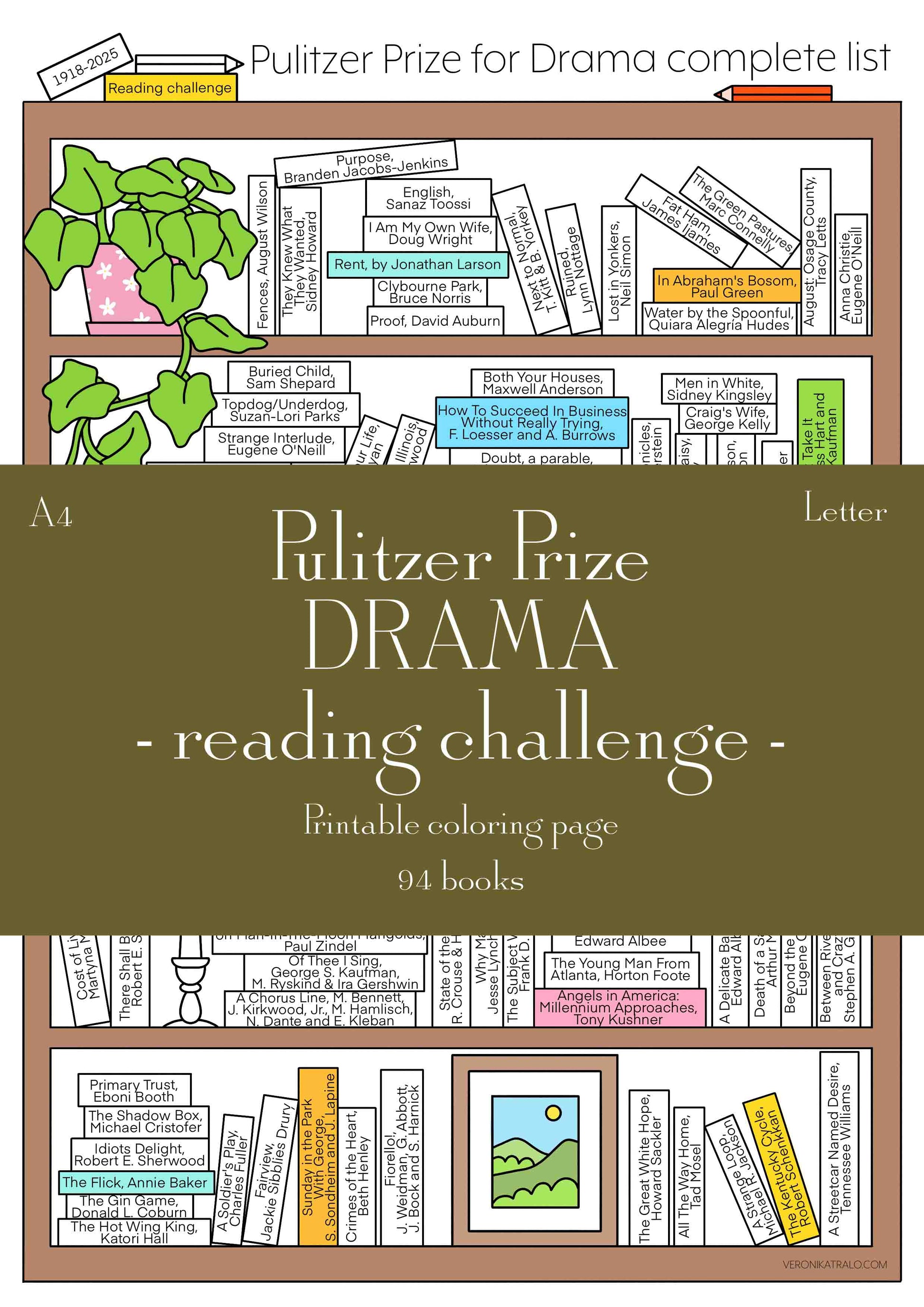 Pulitzer Prize for DRAMA reading challenge 1918-2025 digital download