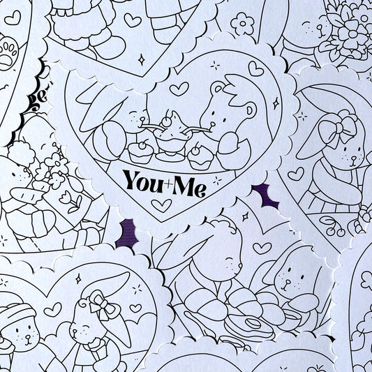 Valentine's Day Colouring cards (set of 10)