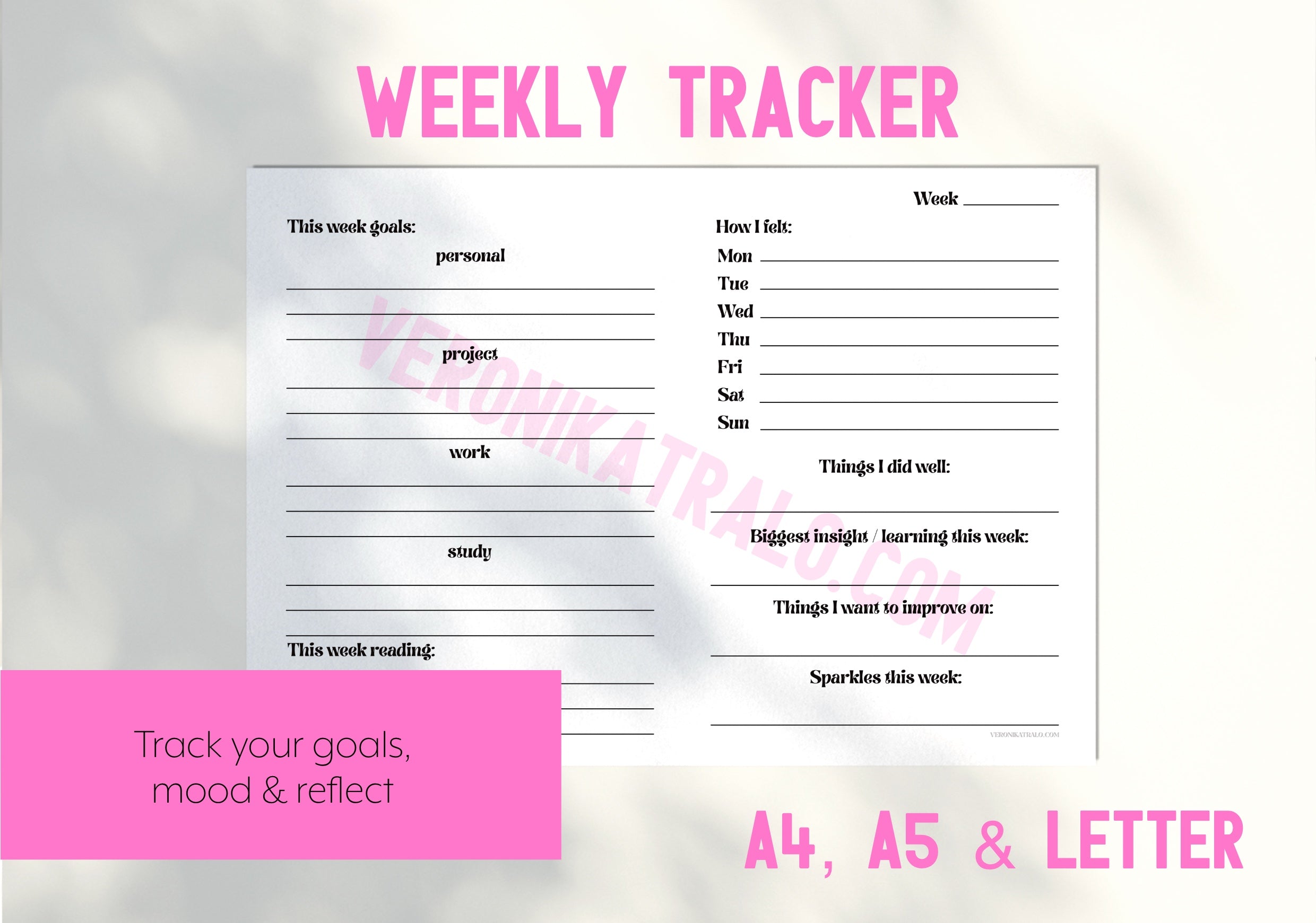 Printable Weekly Tracker | A4, A5 & LETTER – amigoscanarios