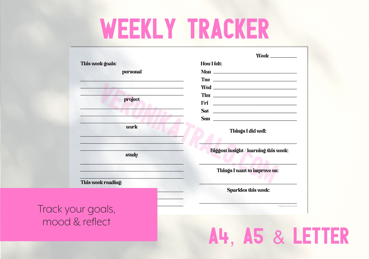Printable Weekly Tracker | A4, A5 & LETTER