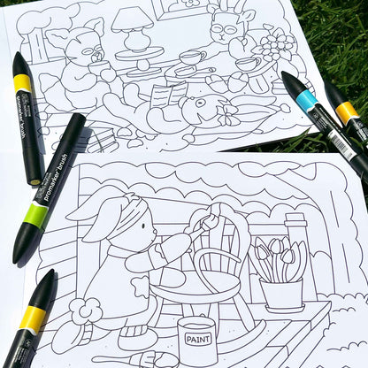 Amigos Canarios adult coloring book SPRING pages 