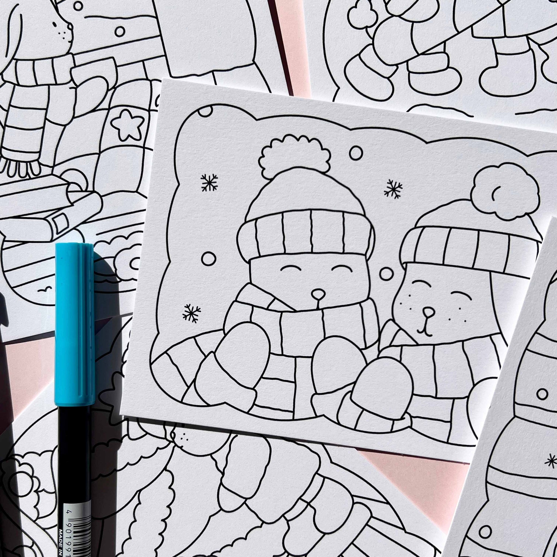 Amigos Canarios colouring cards winter set details