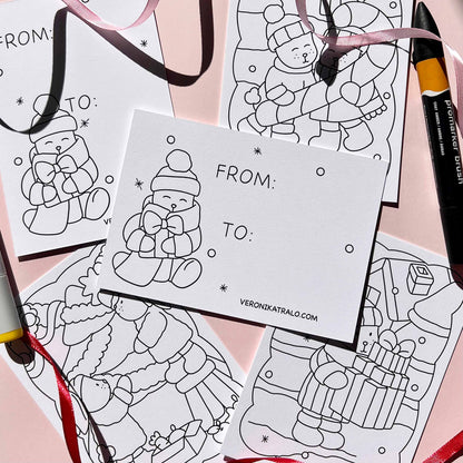 Amigos Canarios colouring cards winter set of 5
